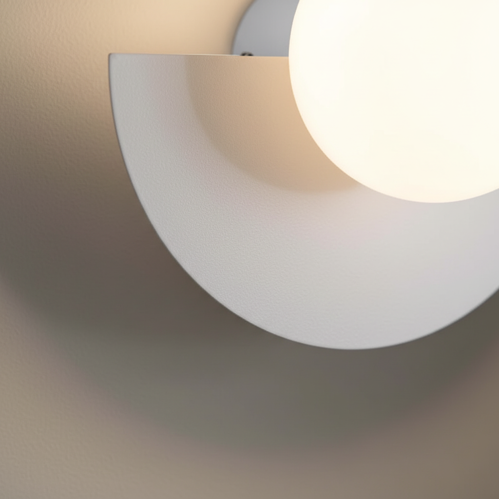Aplique de pared minimalista ambiental con carcasa metálica en forma de media luna
