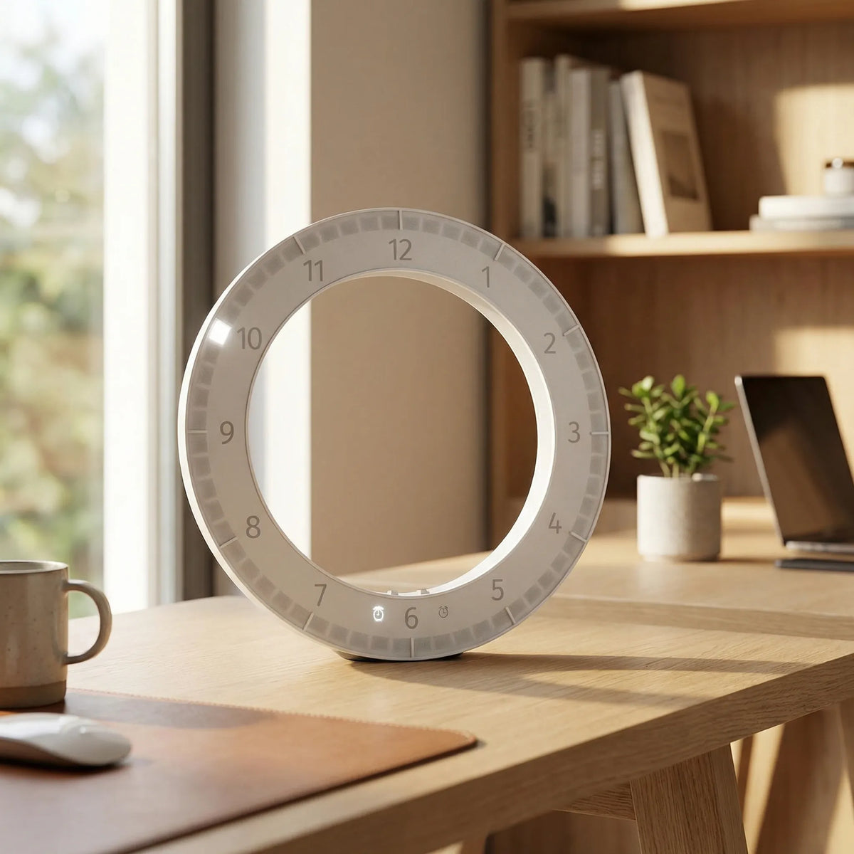 Reloj de pared digital circular delgado con pantalla de aro y regulable