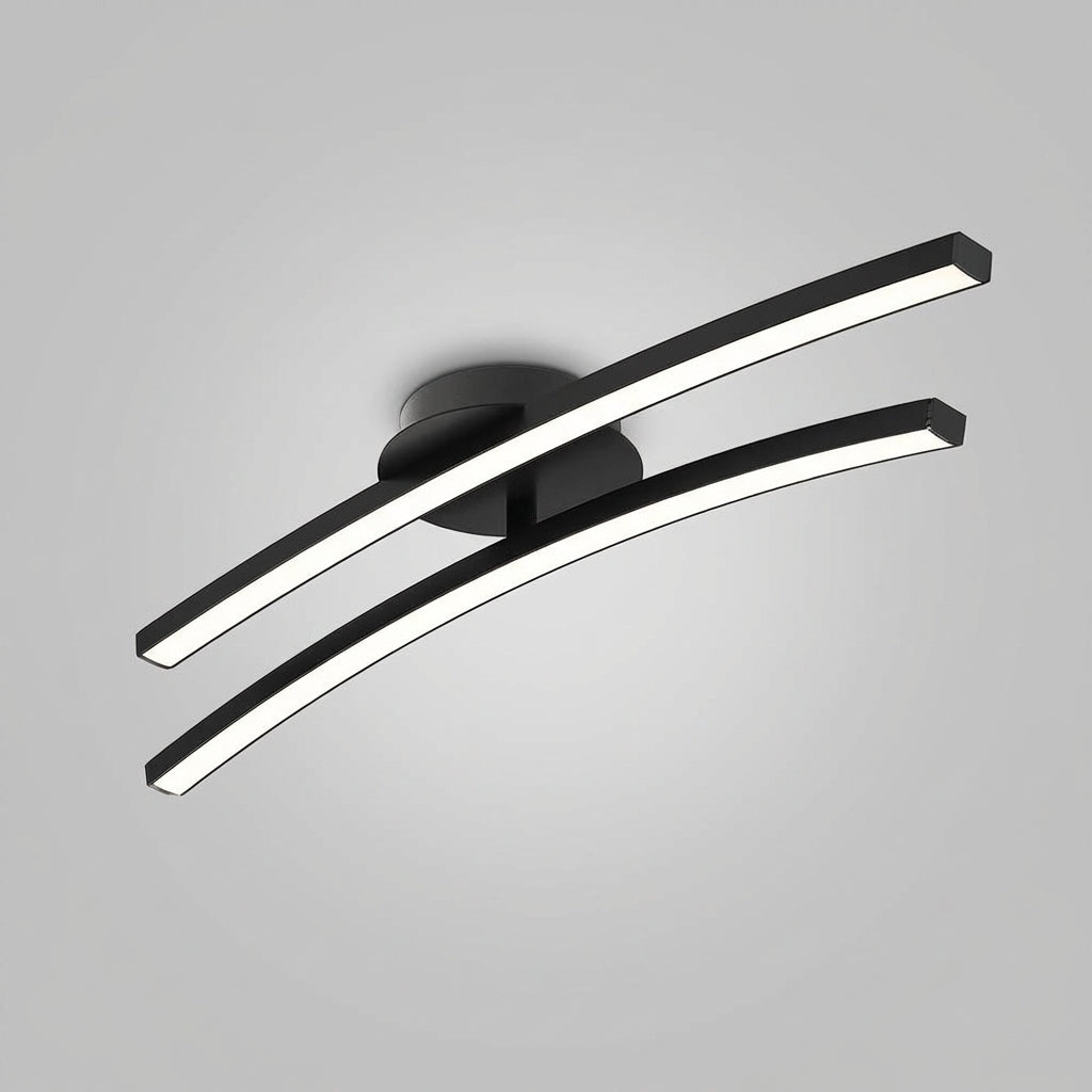 Lámpara de techo de aluminio con silueta de onda curva y sin deslumbramiento