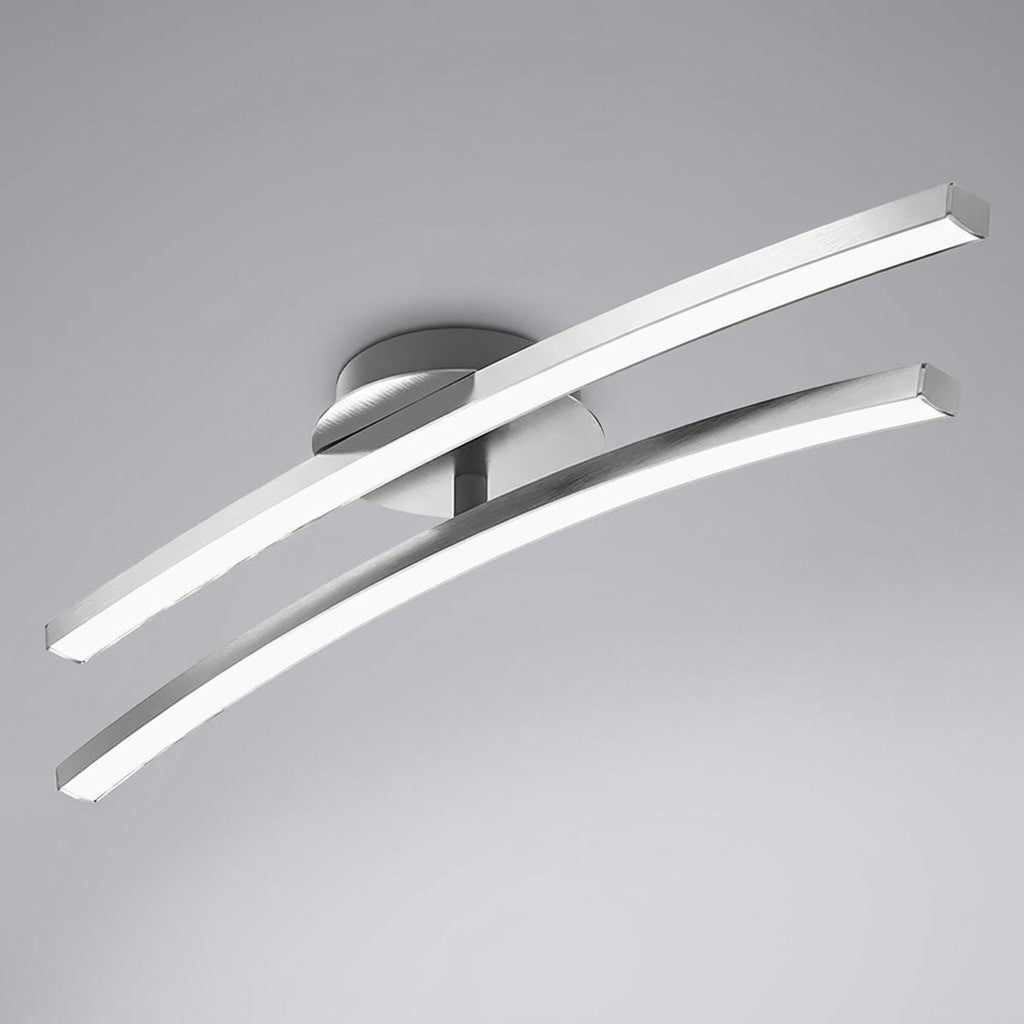 Lámpara de techo de aluminio con silueta de onda curva y sin deslumbramiento