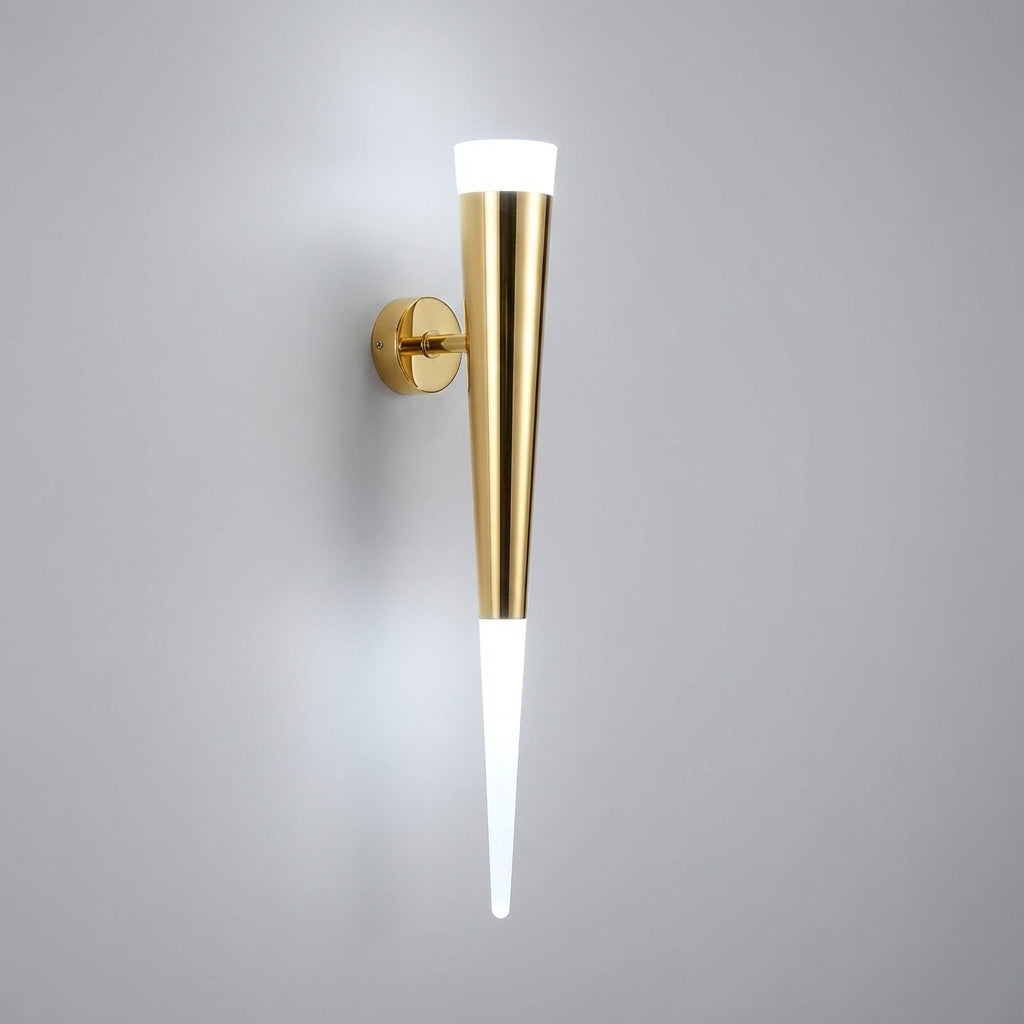 Lámpara de pared elegante de metal cónico y ahusado con luz ascendente y descendente