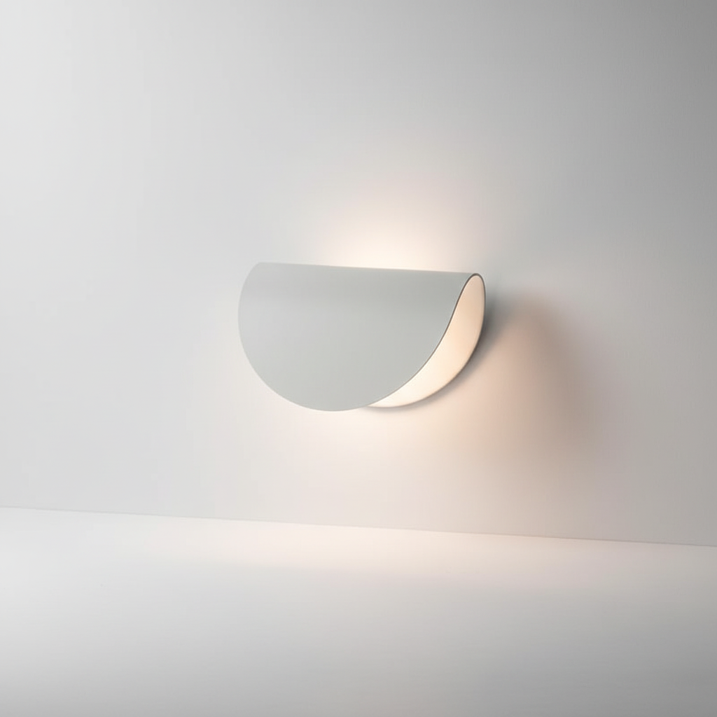 Aplique de pared interior moderno de metal semicircular con luz indirecta