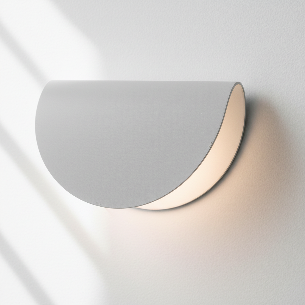 Aplique de pared interior moderno de metal semicircular con luz indirecta