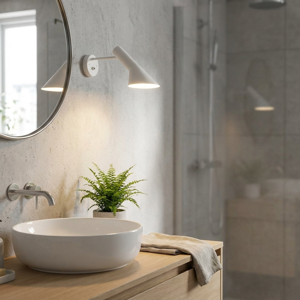 Lámpara de pared modular de aluminio con cabezal cónico ajustable y regulador táctil