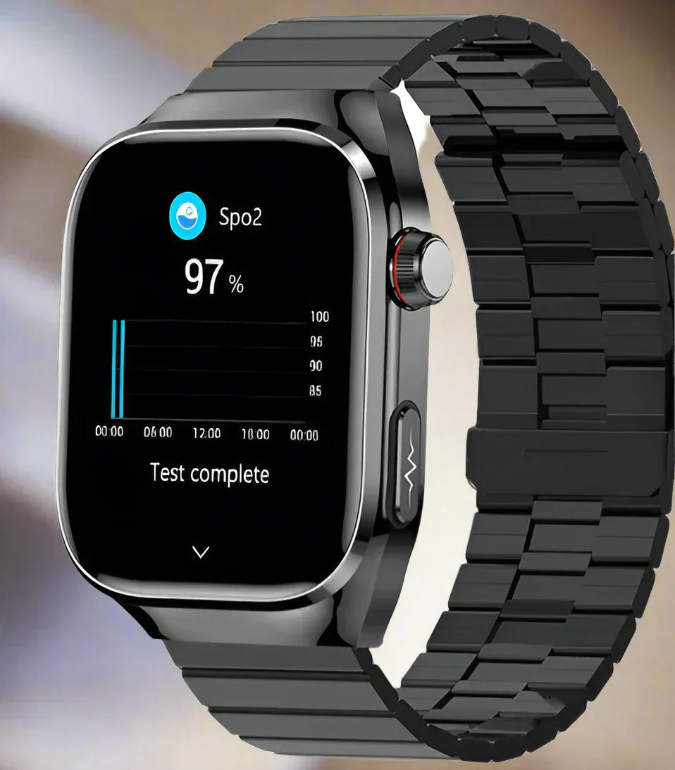Reloj inteligente con caja de aleación impermeable y monitorización de ECG y salud