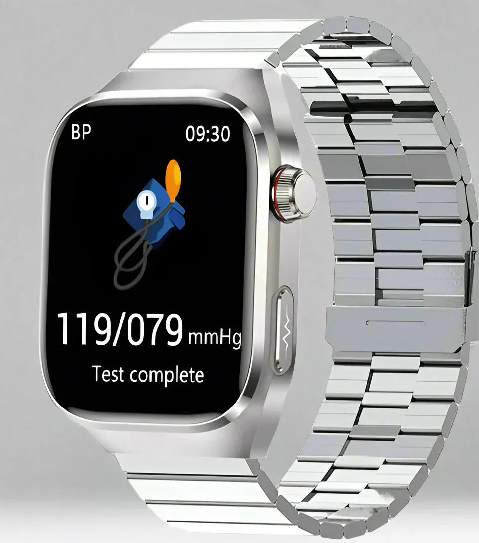 Reloj inteligente con caja de aleación impermeable y monitorización de ECG y salud