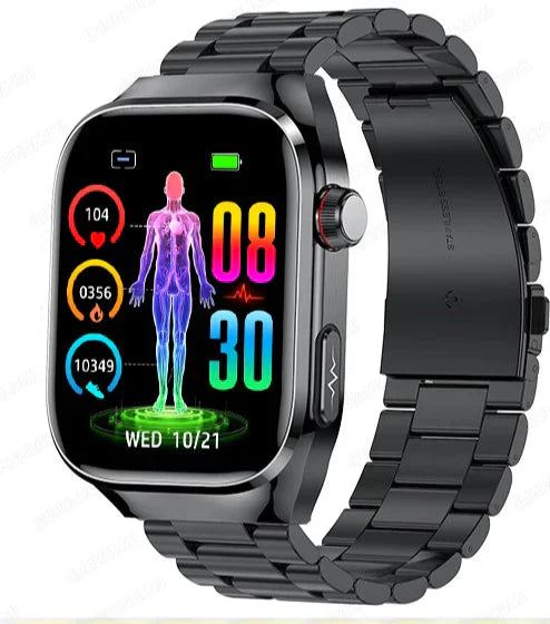Reloj inteligente con caja de aleación impermeable y monitorización de ECG y salud
