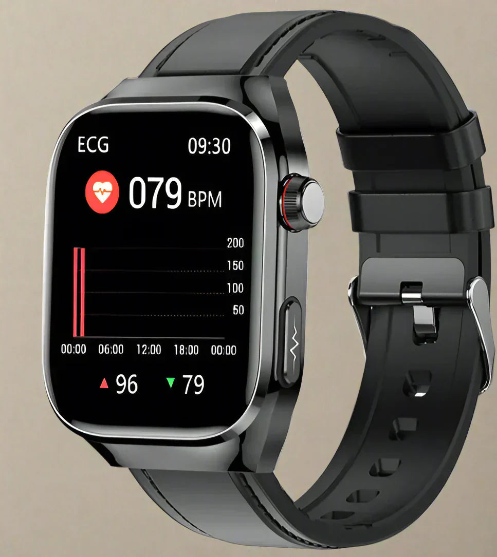 Reloj inteligente con caja de aleación impermeable y monitorización de ECG y salud