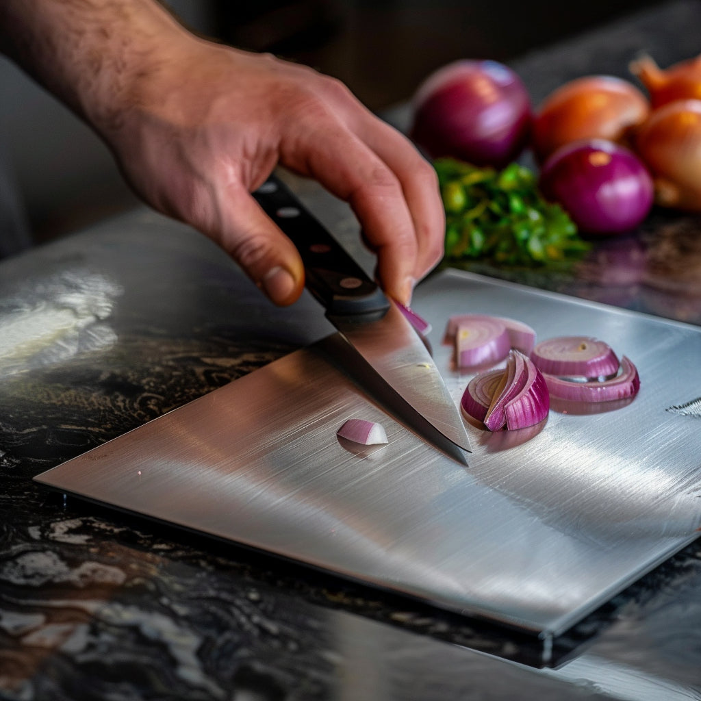 Tabla de cortar de cocina antibacteriana, no porosa, de compuesto de titanio y apta para cuchillos