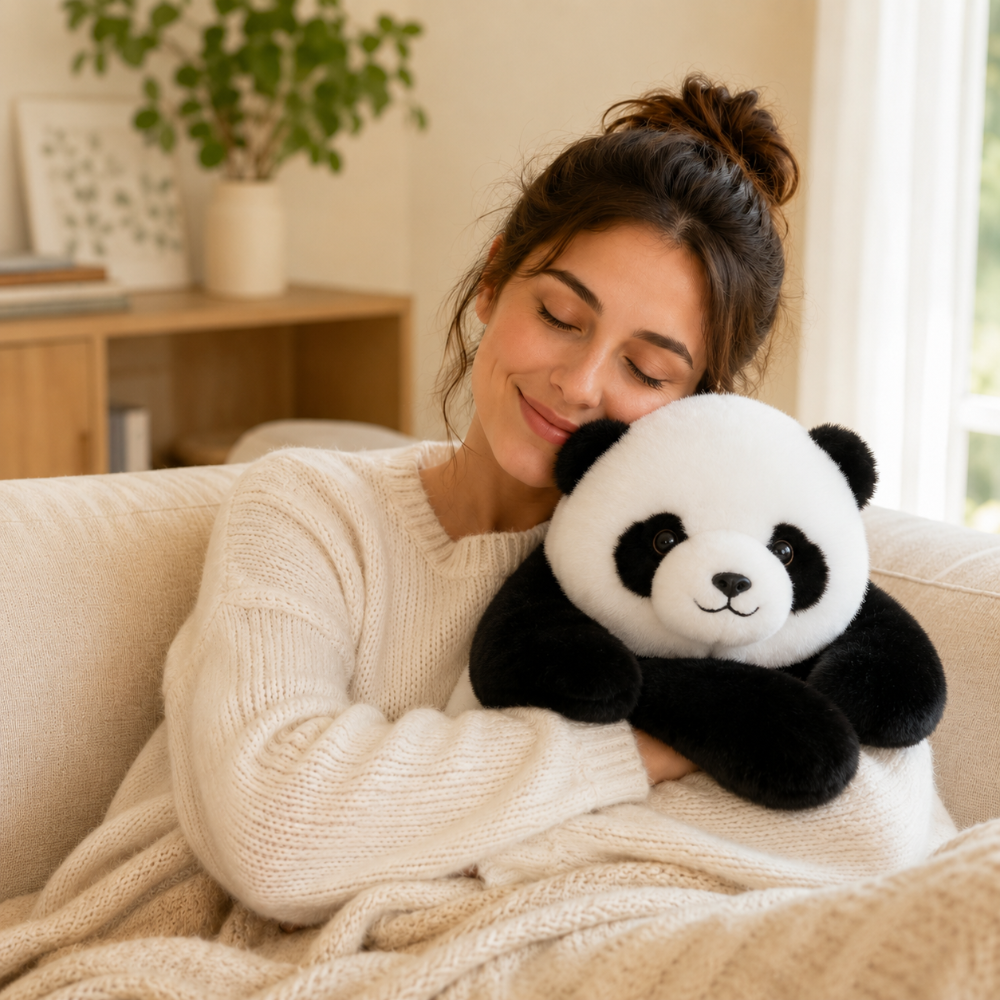 Juguete de cojín de peluche suave y redondeado con forma de animal para abrazar