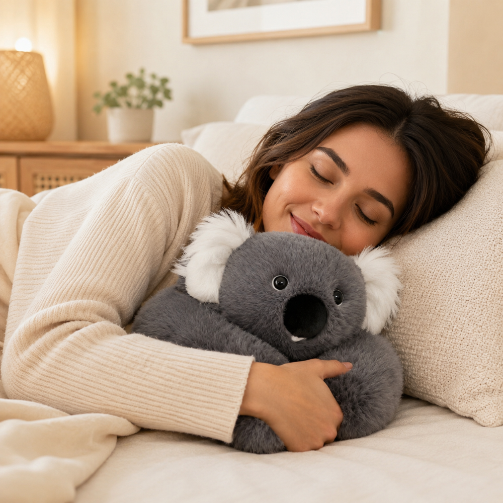 Juguete de cojín de peluche suave y redondeado con forma de animal para abrazar
