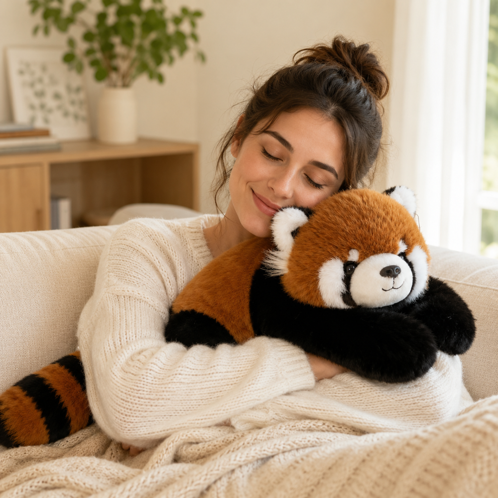 Juguete de cojín de peluche suave y redondeado con forma de animal para abrazar