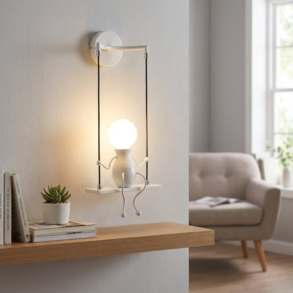 Aplique de pared de metal resistente con silueta de figura oscilante