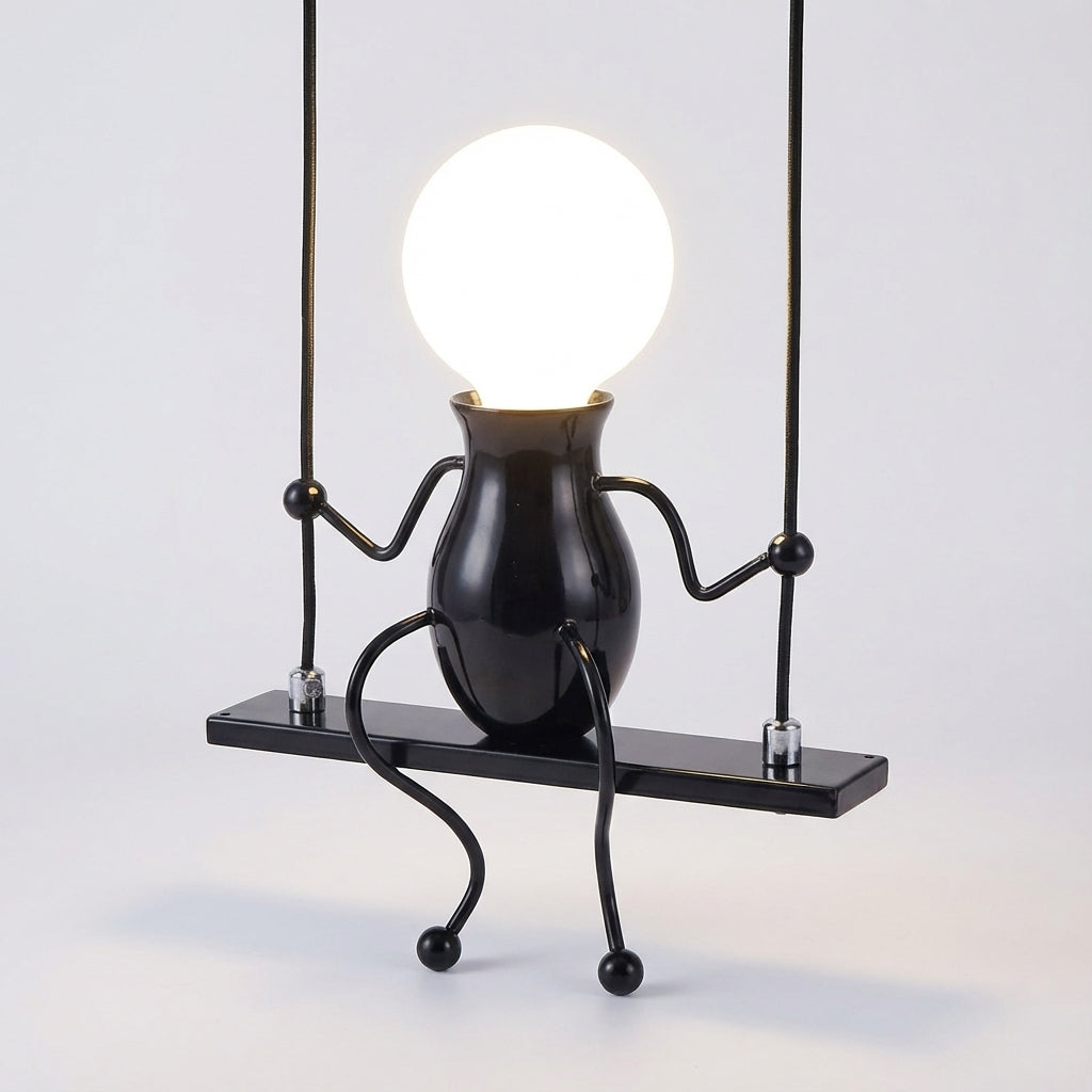 Aplique de pared de metal resistente con silueta de figura oscilante
