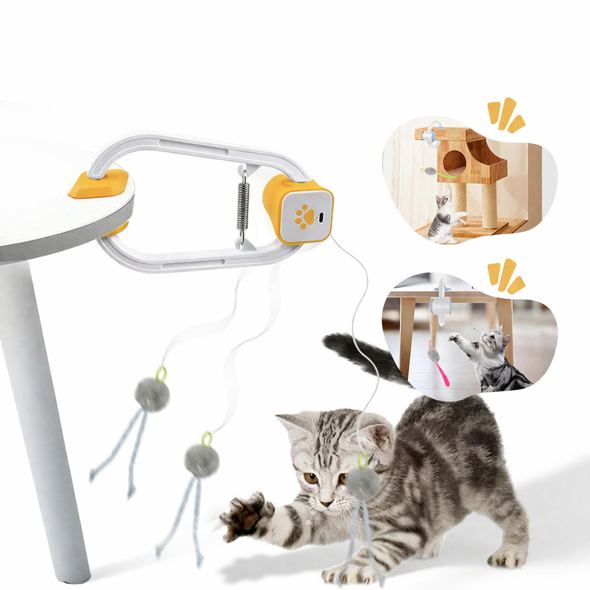 Juguete automático para gatos con señuelo colgante para puerta y cuerda retráctil