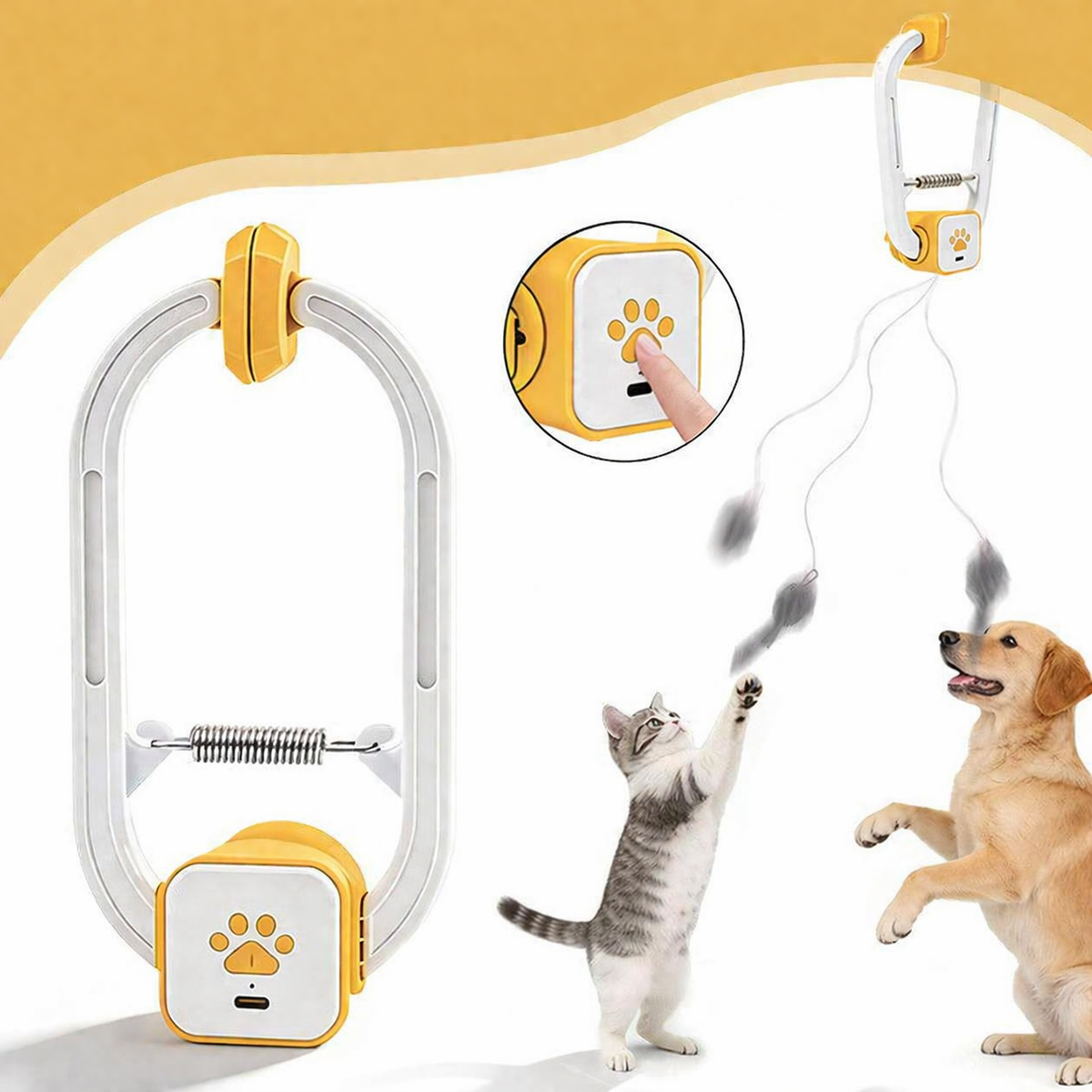 Juguete automático para gatos con señuelo colgante para puerta y cuerda retráctil