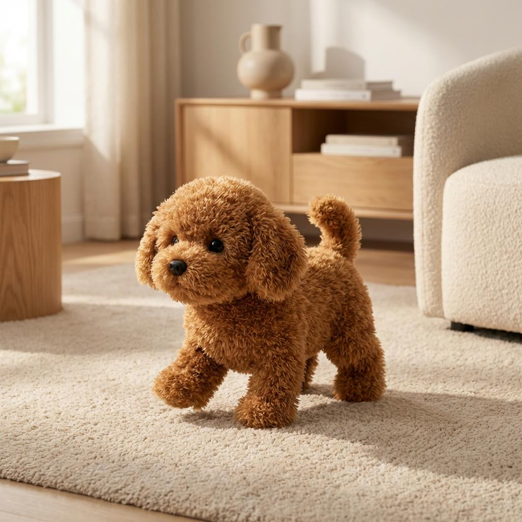 Juguete interactivo de cachorro de peluche realista, que camina, ladra y mueve la cola