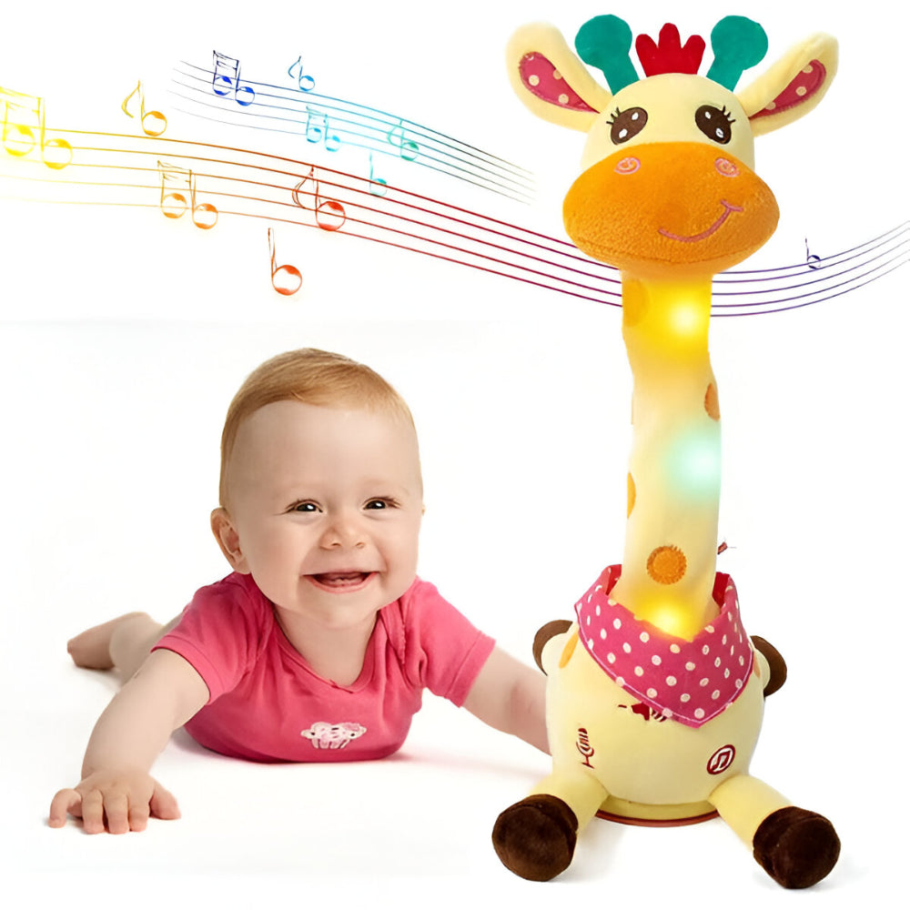Juguete musical interactivo de jirafa de peluche abrazable que canta y habla