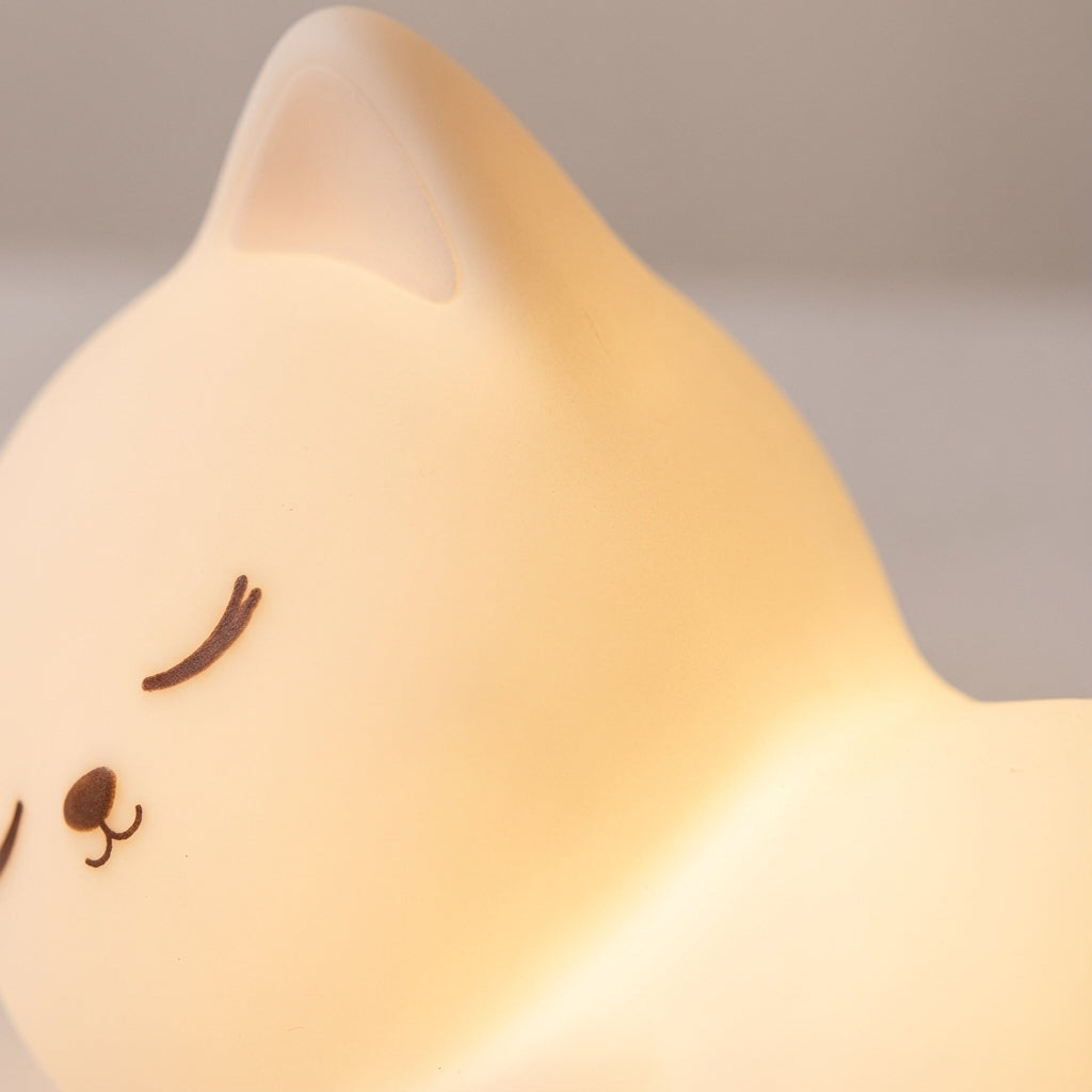 Lámpara de mesa sin cable con silueta de gato, silicona suave y batería recargable