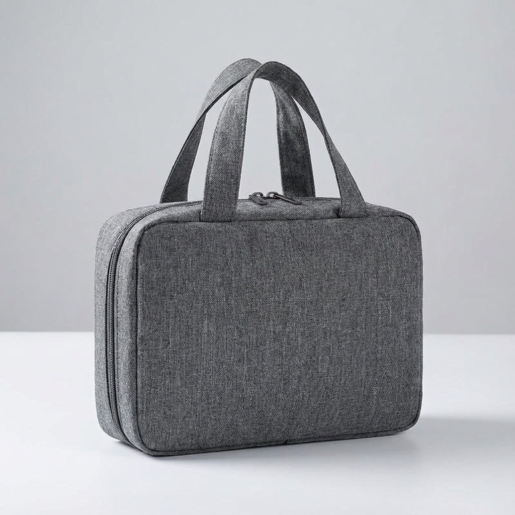 Organizador de neceser plegable, transparente, con varios compartimentos y gancho para colgar