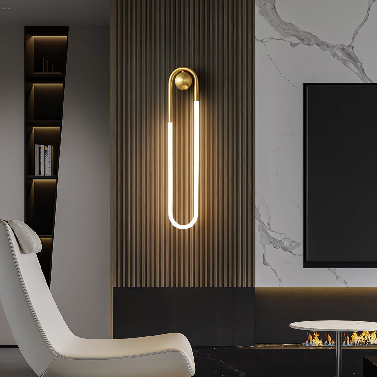 Aplique de pared arquitectónico minimalista con marco de latón en forma de lazo