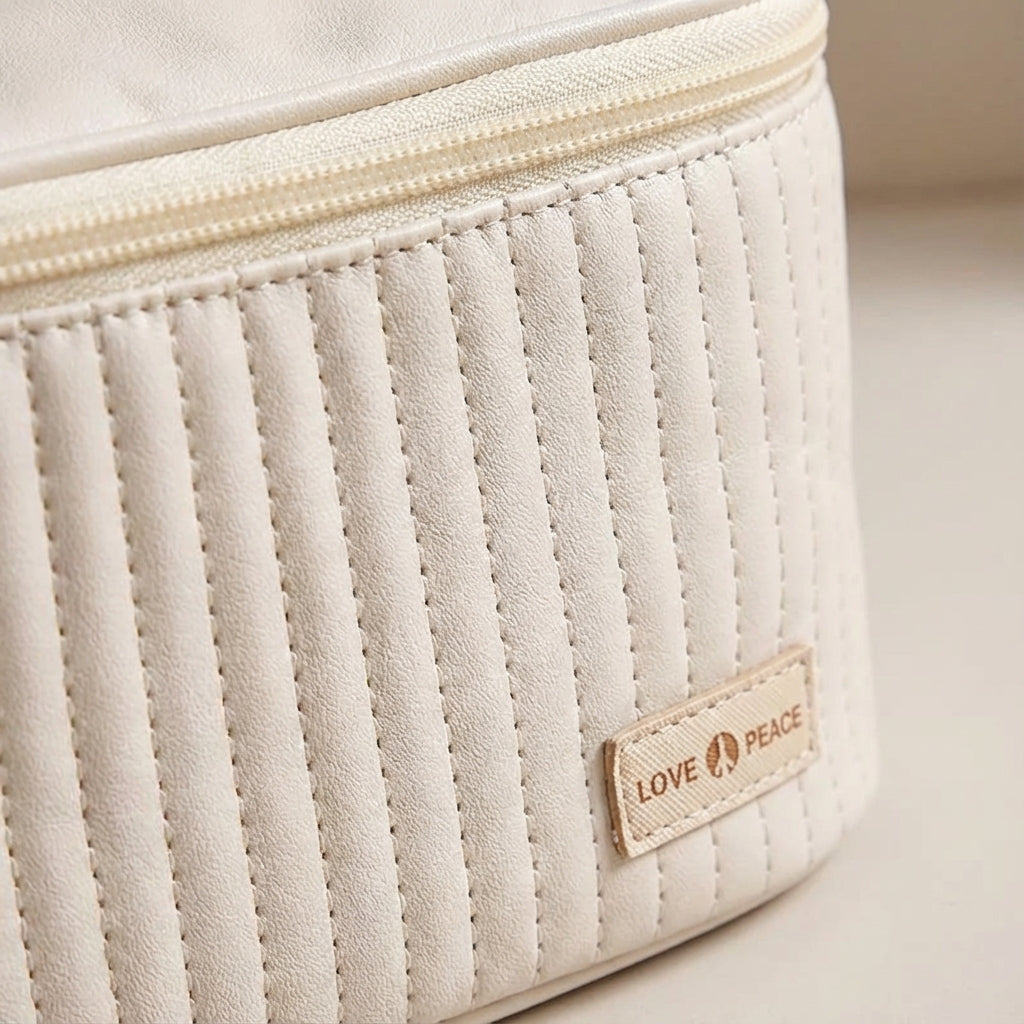 Neceser de viaje rectangular acolchado, con varios compartimentos y asa