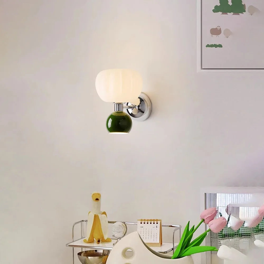 Aplique de pared nórdico escultórico de vidrio con forma de calabaza