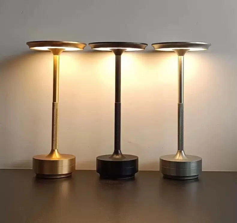 Lámpara de mesa minimalista de aluminio, inalámbrica, táctil, recargable y regulable