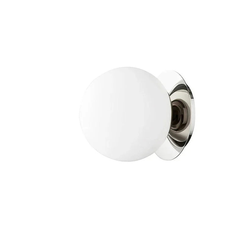 Lámpara de pared nórdica de hierro forjado con esfera de vidrio opalino