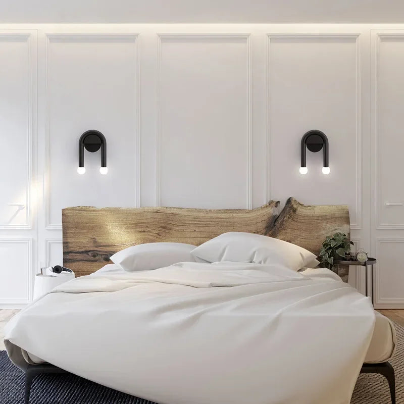 Lámpara de pared nórdica minimalista arqueada con vidrio esmerilado