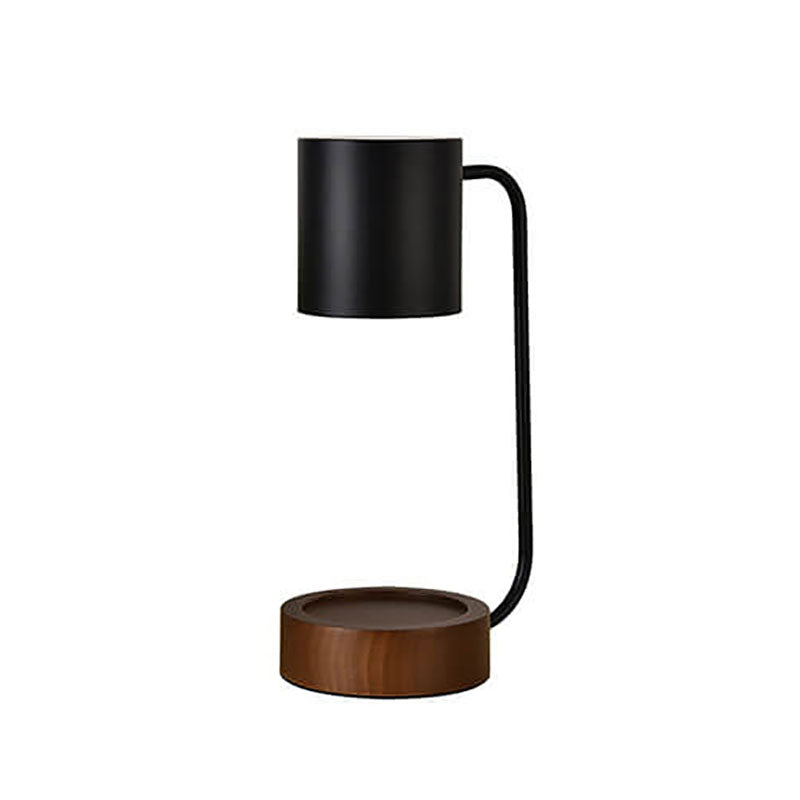 Lámpara de mesa calentadora de velas con base de madera minimalista japonesa y luz regulable
