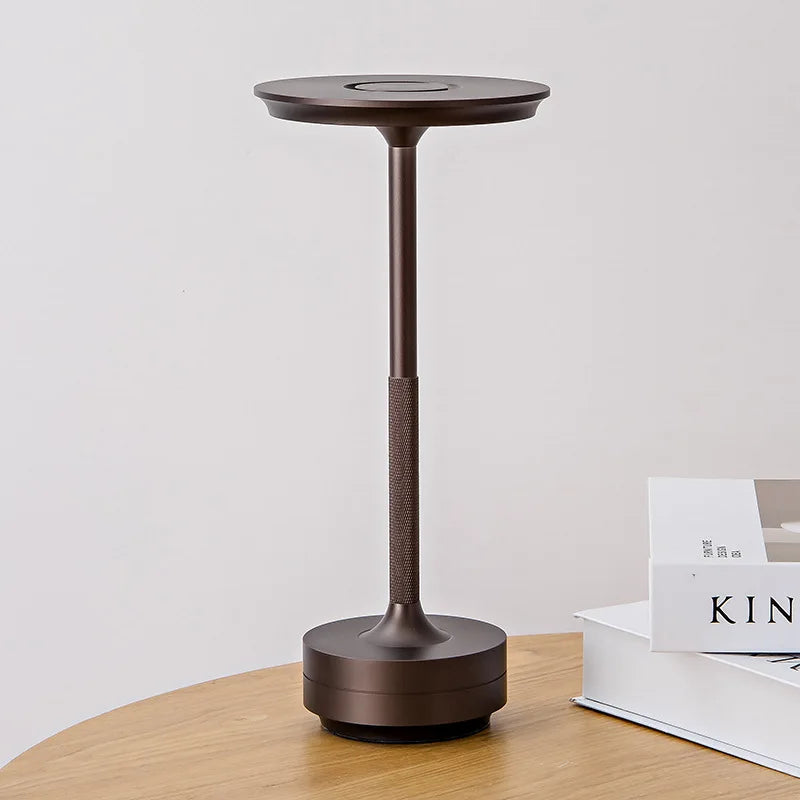 Lámpara de mesa minimalista de aluminio, inalámbrica, táctil, recargable y regulable