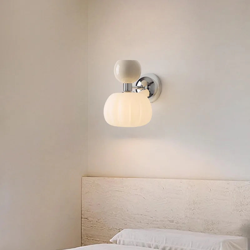 Aplique de pared nórdico escultórico de vidrio con forma de calabaza