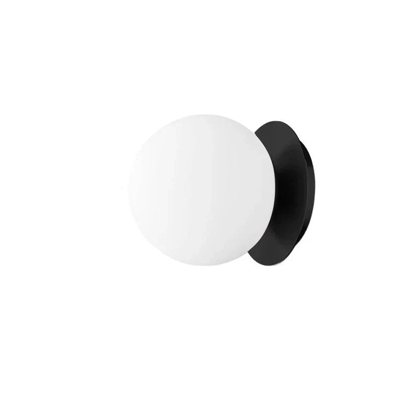 Lámpara de pared nórdica de hierro forjado con esfera de vidrio opalino