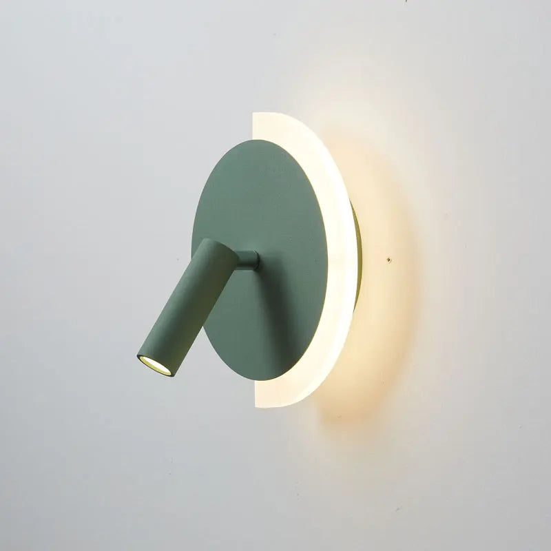 Aplique de pared escultórico de mesita de noche con forma de media luna redonda y resplandor