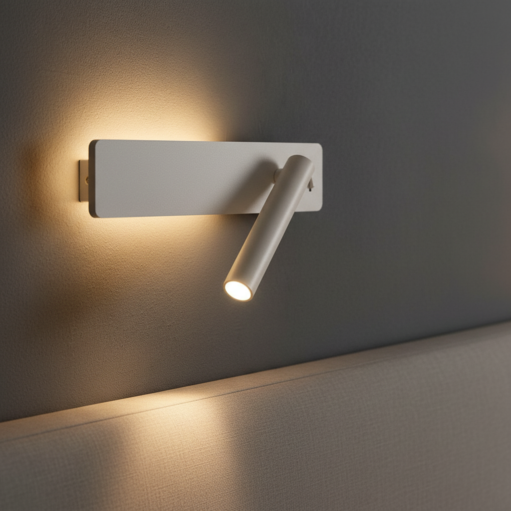 Aplique de pared ajustable para lectura en dormitorio, con brazo giratorio y regulable