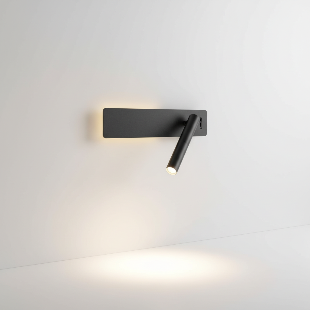 Aplique de pared ajustable para lectura en dormitorio, con brazo giratorio y regulable