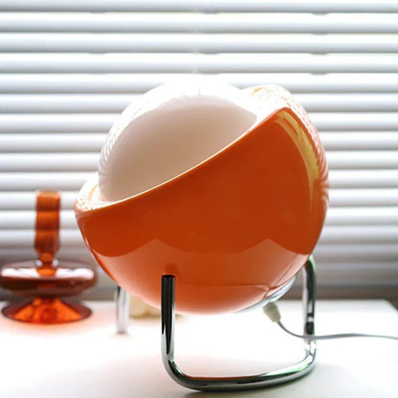 Lámpara de mesa Bauhaus de vidrio escultórico con base de acero texturizado