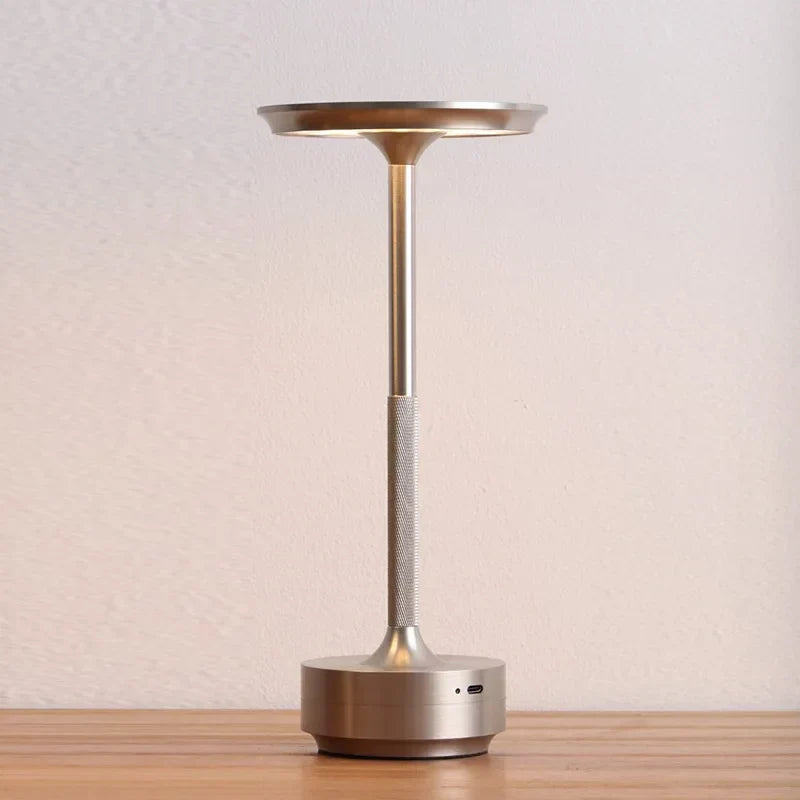 Lámpara de mesa minimalista de aluminio, inalámbrica, táctil, recargable y regulable