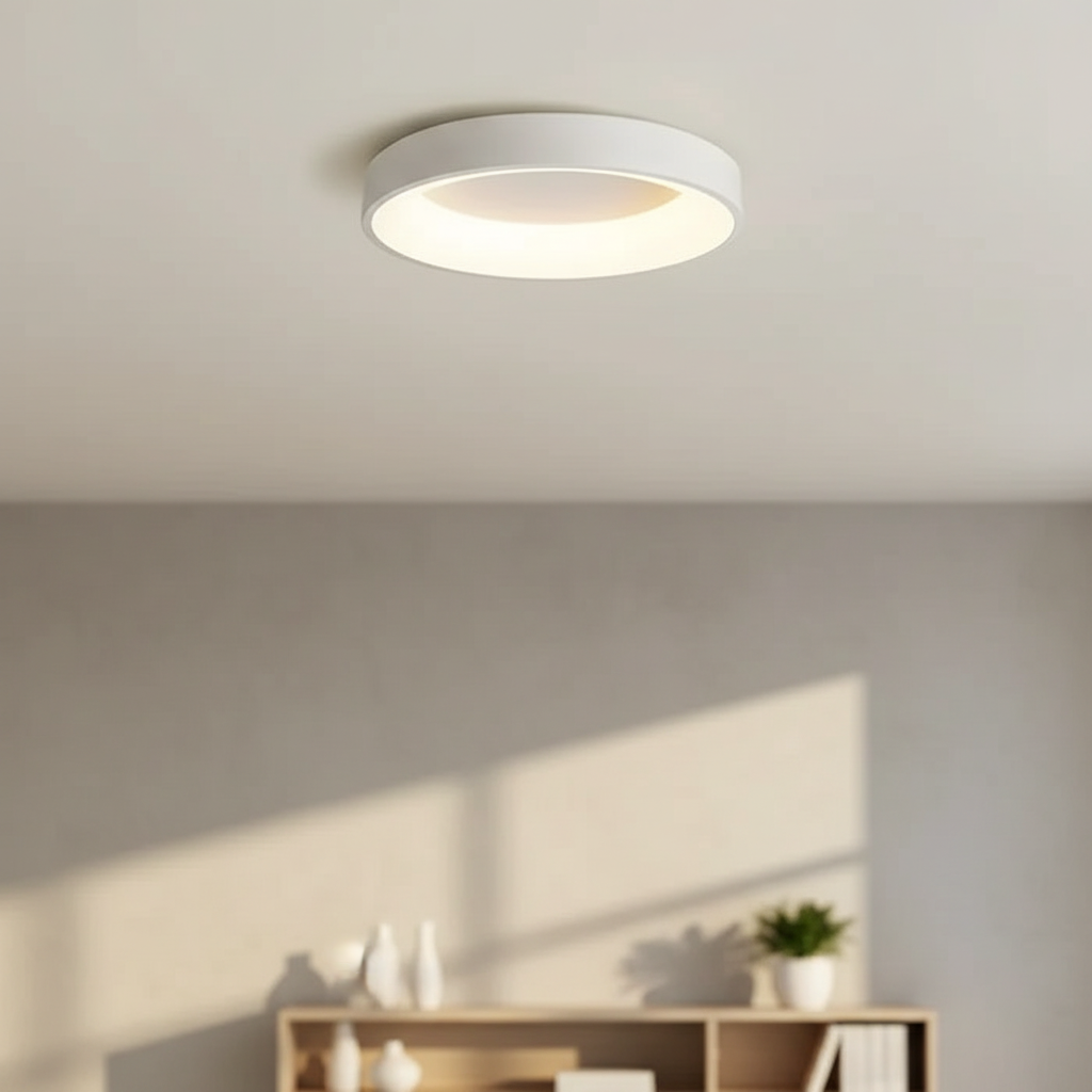 Lámpara de techo escandinava minimalista redonda de aluminio y acrílico, de montaje empotrado