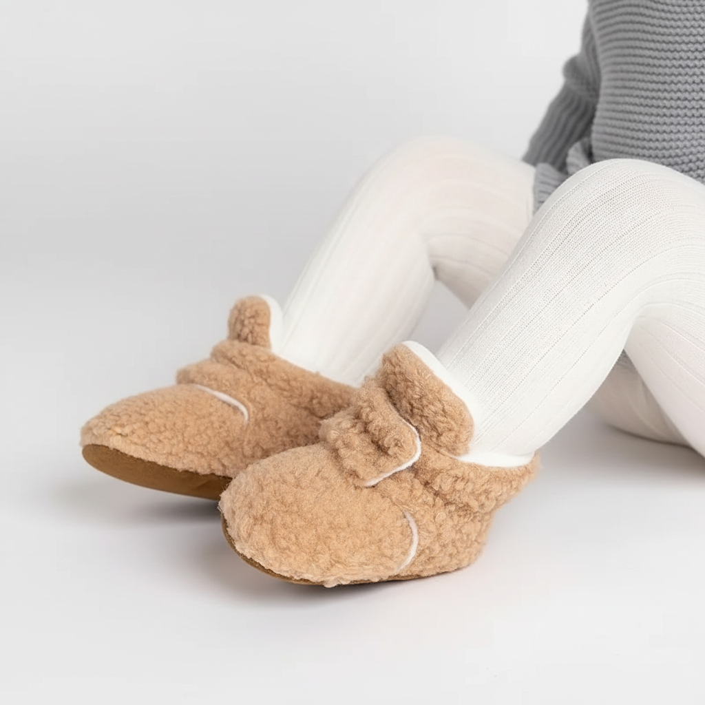 Calcetines tipo pantufla antideslizantes de tela de peluche suave para niños pequeños, con banda ajustable en el tobillo