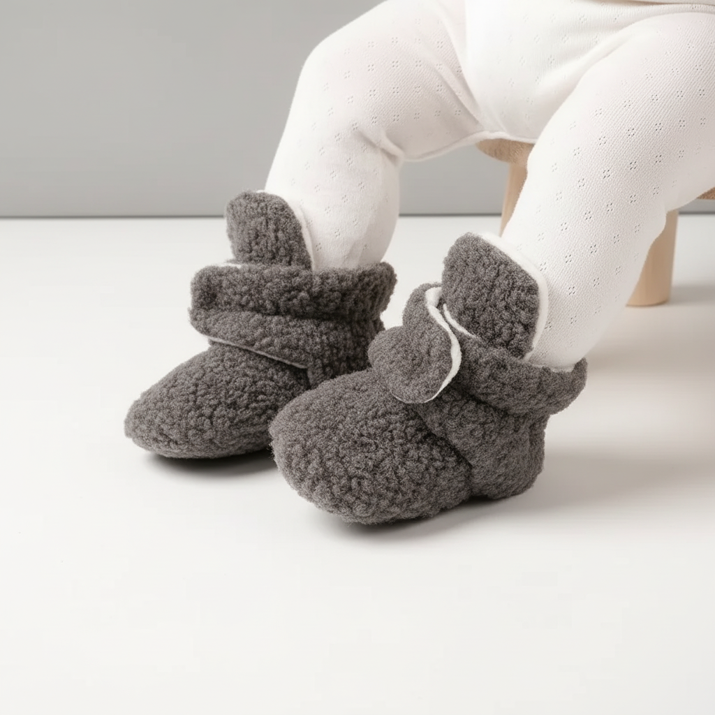 Calcetines tipo pantufla antideslizantes de tela de peluche suave para niños pequeños, con banda ajustable en el tobillo