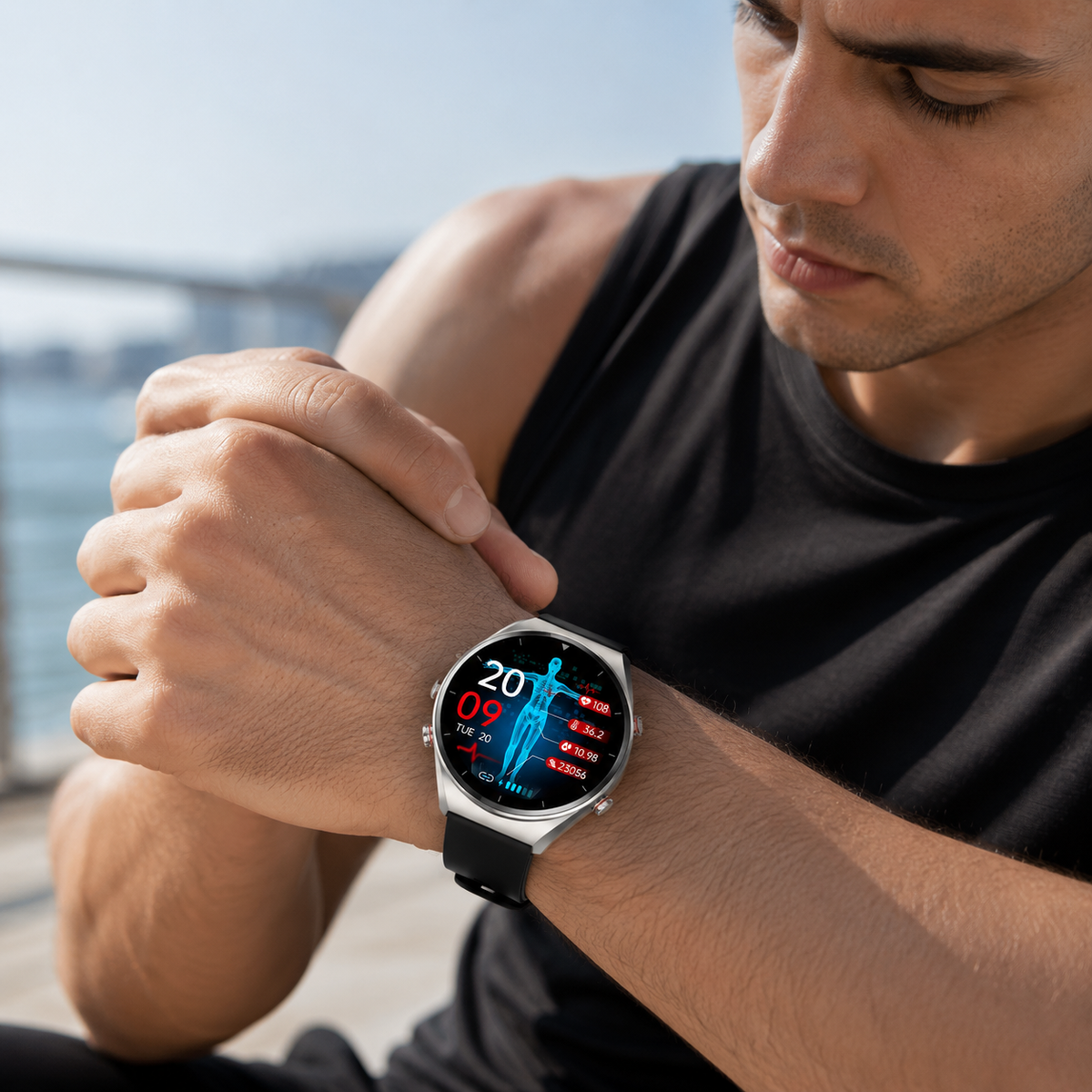 Reloj inteligente portátil recargable con pantalla táctil, monitor y rastreador de actividad física