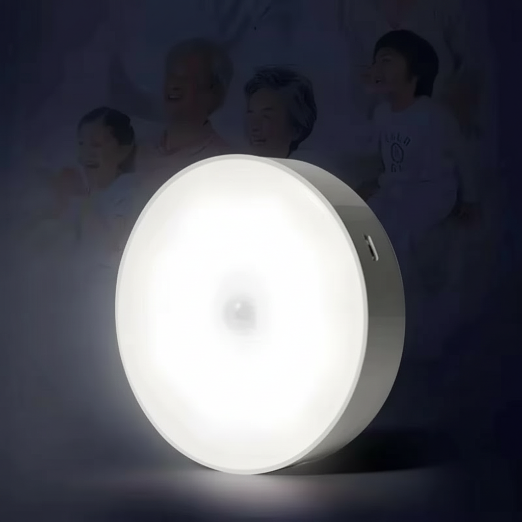 Luz nocturna inalámbrica recargable con sensor de movimiento magnético compacto