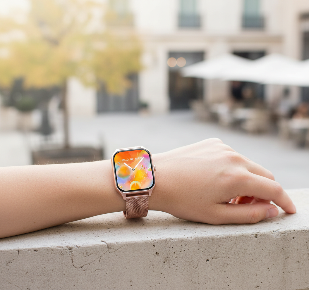 Pulsera inteligente delgada con pantalla táctil y monitor de actividad física