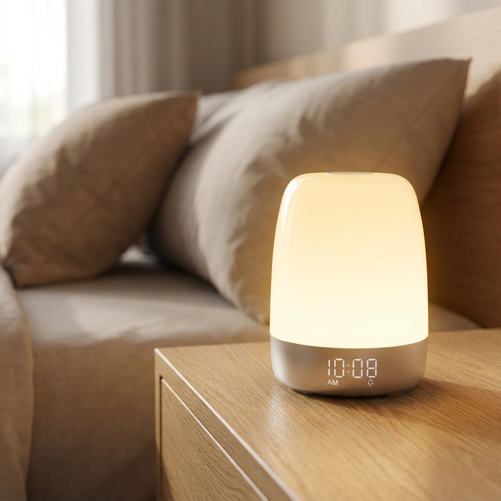 Reloj despertador digital recargable con simulación del amanecer y luz nocturna