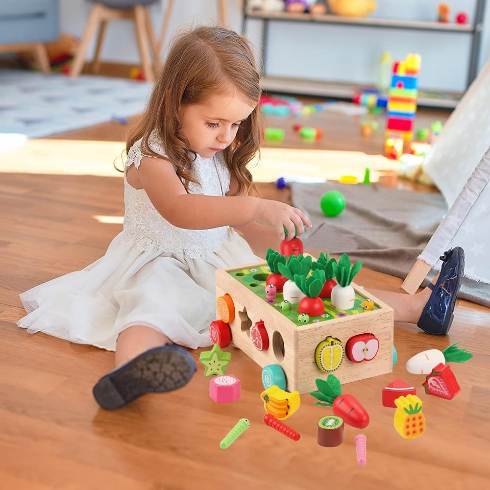 Set de juego de granja de madera para clasificar, juguete educativo Montessori