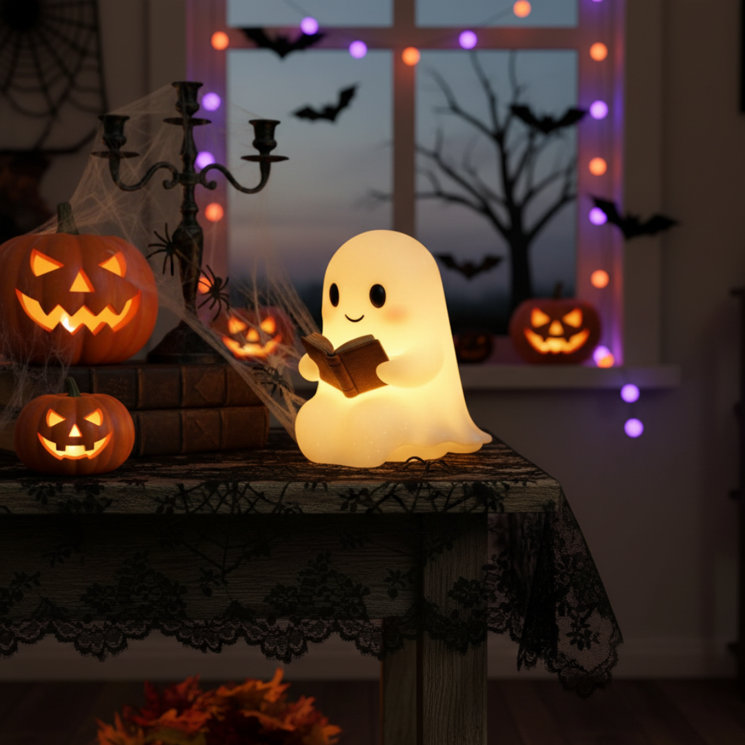 Lámpara de mesa y luz nocturna con forma de fantasma adorable