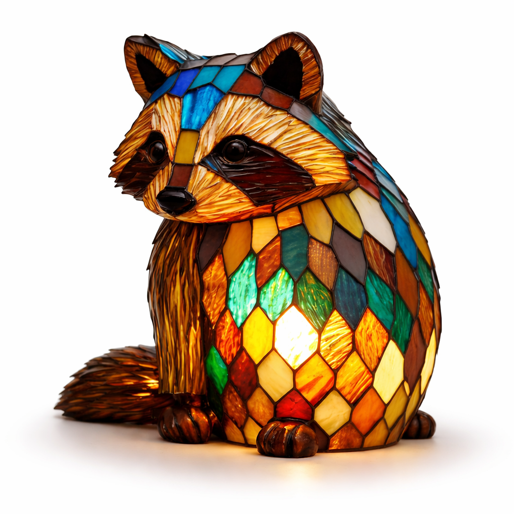 Lámpara de mesa decorativa con figura de animal estilo vitral