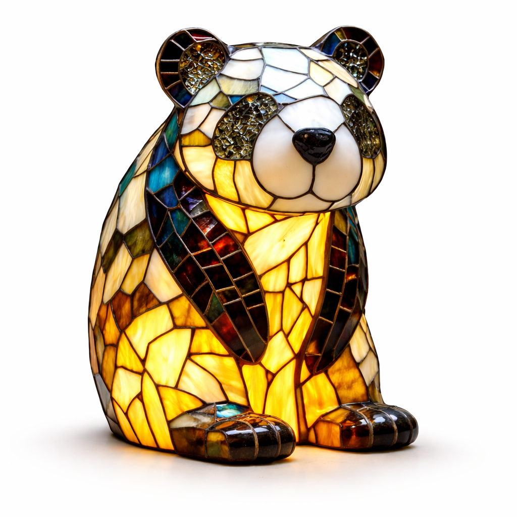 Lámpara de mesa decorativa con figura de animal estilo vitral